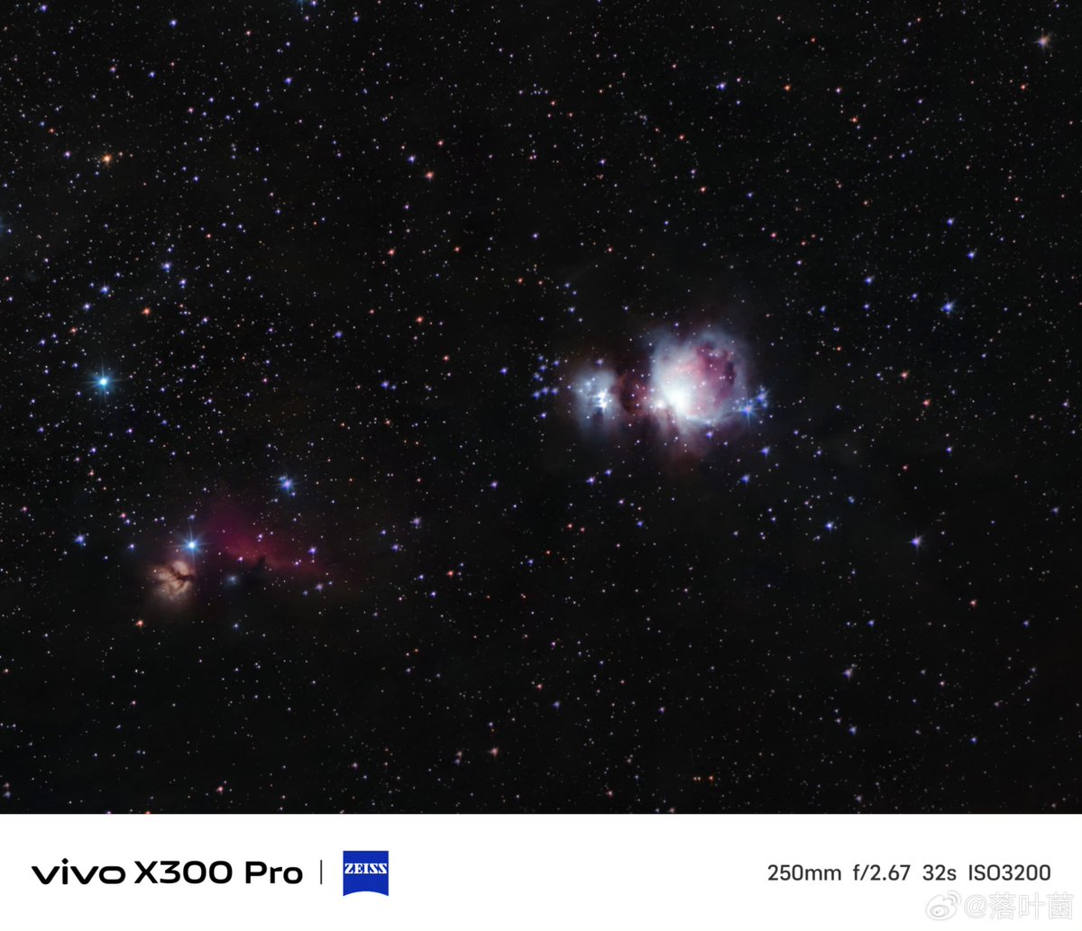 Shot on the vivo X300 Pro | Zeiss ✨

Yes, this is a nebula, captured with a phone 🌌

Total exposure time: 82 minutes ⏳
Not one single shot, but stacked long exposures using RAW.
Mounted on an equatorial tracker, aimed toward Orion.

Modern mobile sensors + RAW processing are
