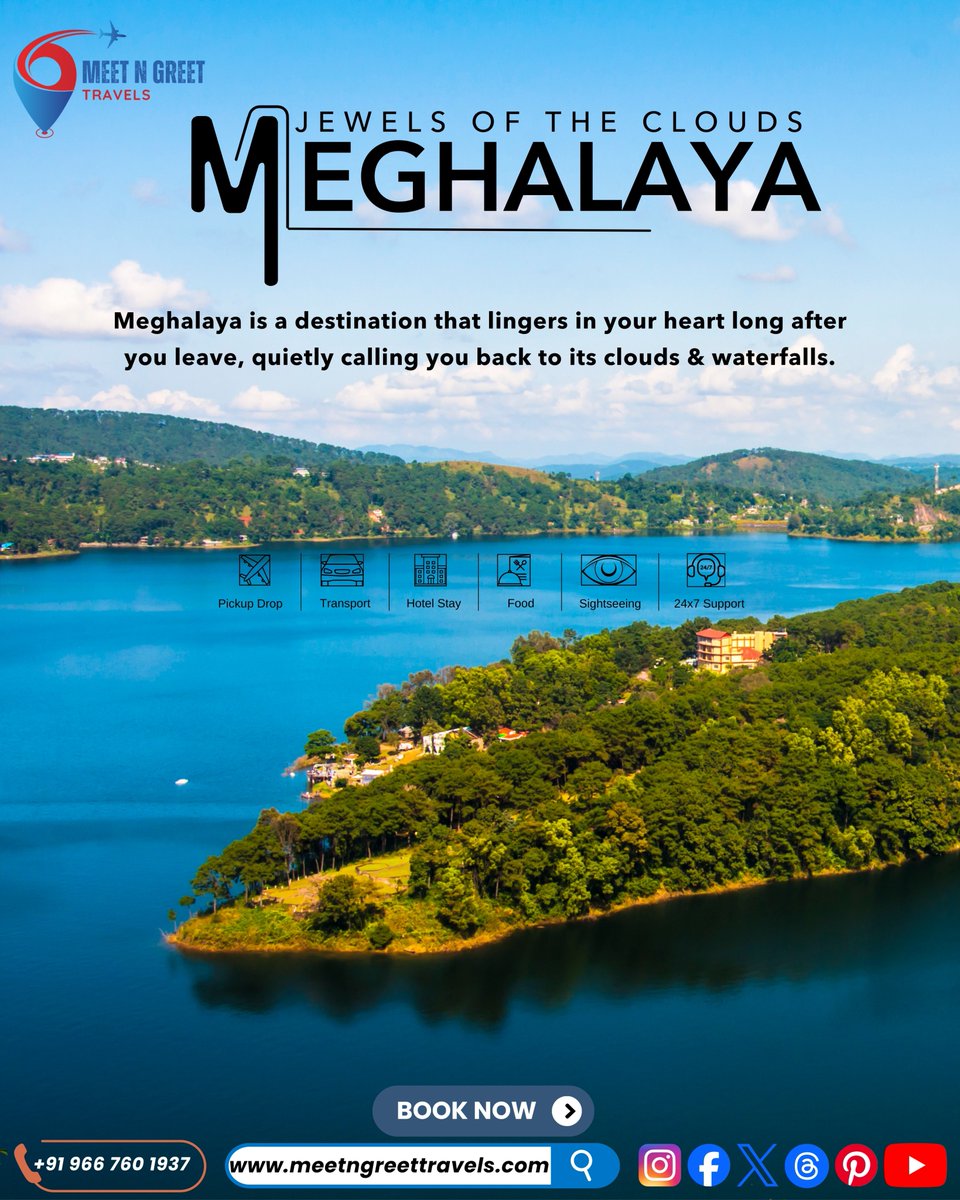 mngtravels's tweet photo. Meghalaya – The Jewel of the Clouds 🌿

#Cherrapunji, #Dawki, #Shillong, Living Root Bridge, Krang Suri &amp; more in one perfect trip.
Book your Meghalaya tour package with Meet N Greet Travels for complete transport, hotel &amp; sightseeing.

📞 Call/Whatsapp: +91 9667601937 https://t.co/aeL0jWdNzk