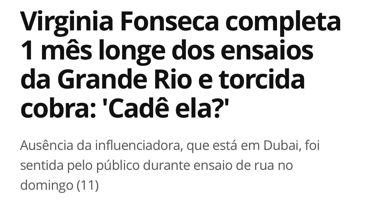Pq será que a Virgínia não aguentou as costeiras da fantasia e parecia despreparada? 

Deve ser pq ela nem apareceu nos ensaios da escola no último mês, preferiu curtir as férias em Dubai #Globeleza