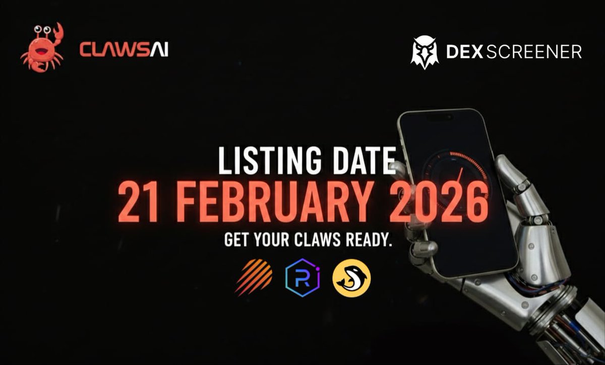 ClawsAIsol's tweet image. BIG NEWS INCOMING 
$CLAWS officially listing on 21 February 2026 

Presale almost over — last chance before launch hype begins 👉clawsai.io

🎁 AIRDROP 1,000,000 $CLAWS Tasks: 
✅ Follow
✅ RT &amp;amp; Pin 📌
✅ Drop SOL wallet

Early holders win first. Get your $CLAWS