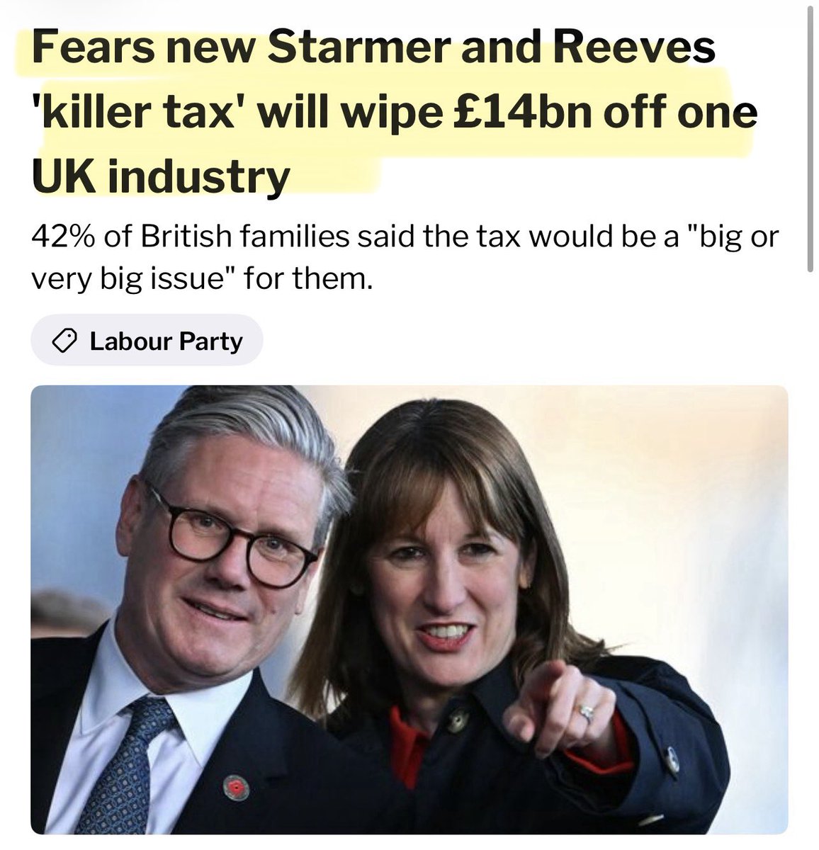 Artemisfornow's tweet photo. Oh brilliant … a HOLIDAY TAX! Adding nearly £145 to a UK holiday!

This extra tax could wipe £14 BILLION off HOSPITALITY, which is already struggling to survive.

They are utterly insane 🤡 https://t.co/YEJLsYBQt0