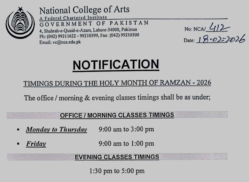 National College of Arts (NCA) tweet media