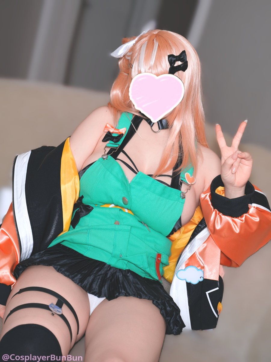 猫又コスプレ - 獣耳×ガーターベルト×オレンジグリーン衣装