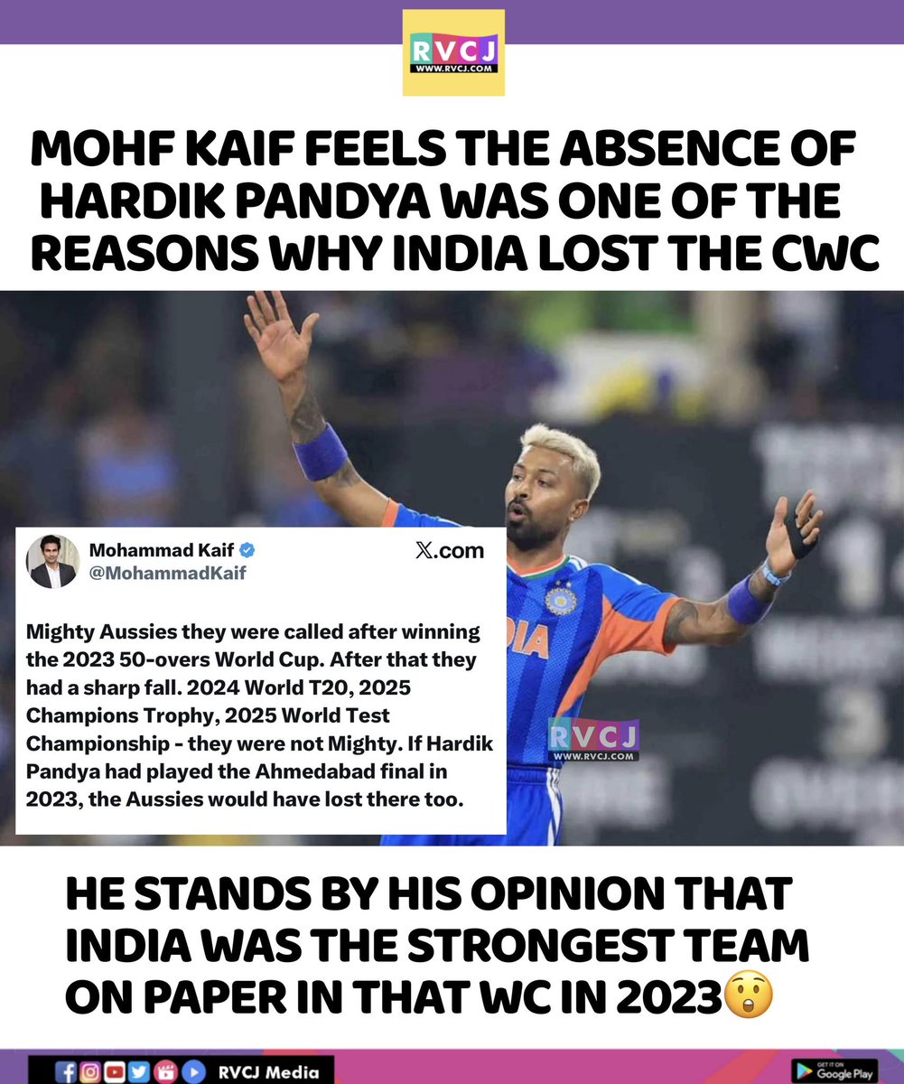 RVCJ_FB's tweet photo. Mohd Kaif posts on Hardik Pandya https://t.co/GE76ULSLsL