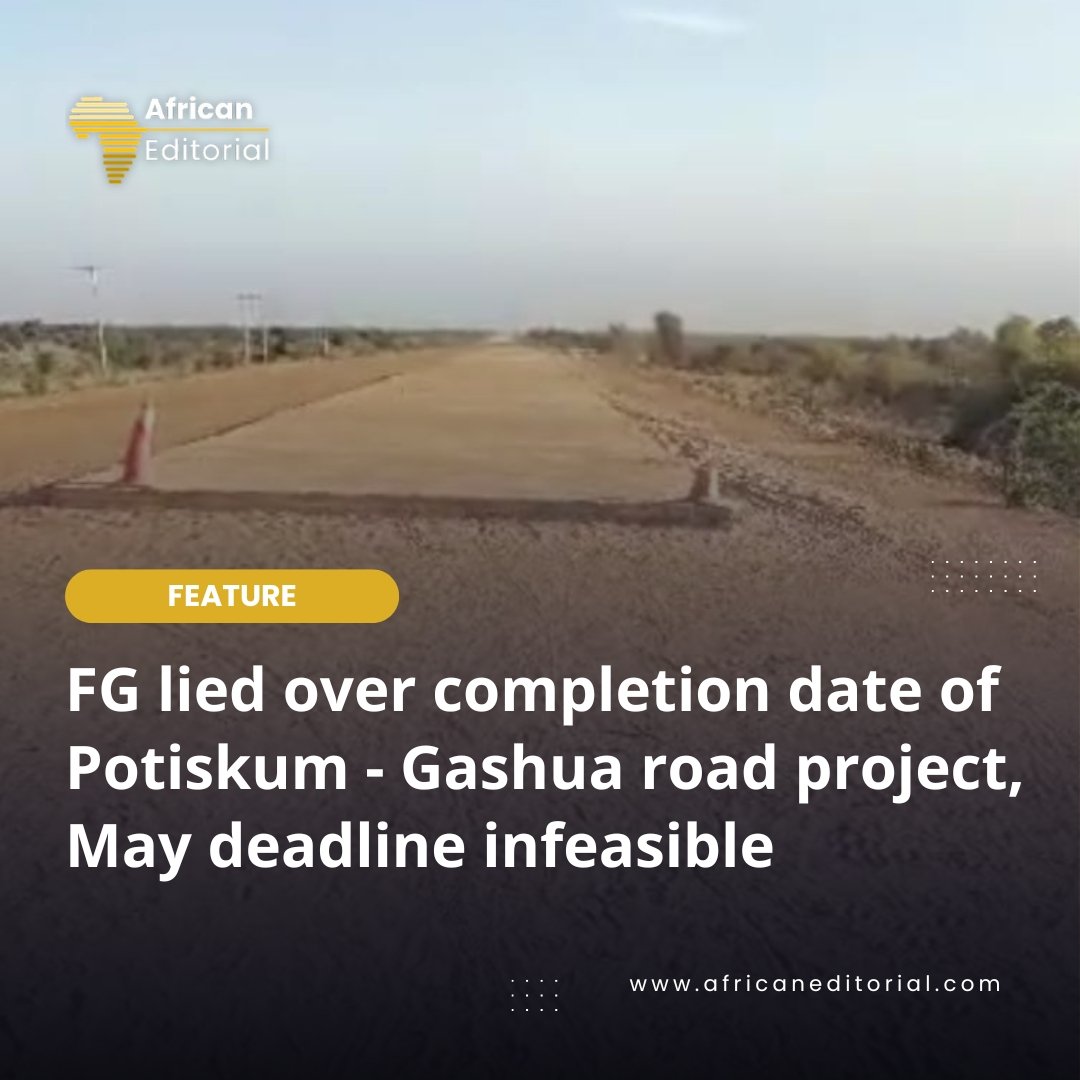 africaeditorial's tweet photo. On paper, the Potiskum–Jakusko–Gashua highway reconstruction is a N75.47 billion federal intervention expected to transform mobility and economic activity in parts of Yobe State under the Renewed Hope infrastructure agenda of President Bola Ahmed Tinubu of Nigeria.

On the ground, however, an on-site inspection conducted by African Editorial tells a quieter and more uncertain story.

Read More: https://t.co/YOd2QhADL5

@officialABAT 
@NGRPresident 
@NigeriaGov 
@GovtYobeState 
@DrAhmadLawan 
@FMWNIG