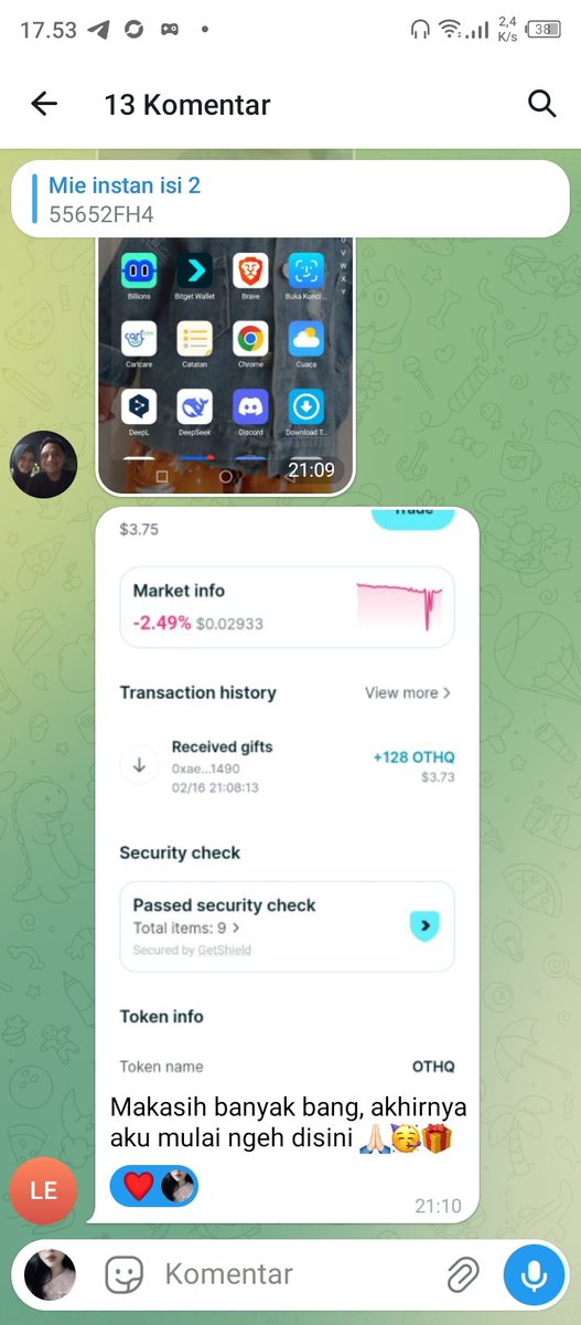 Ikut seneng aja thanks <a href="/BitgetID/">Bitget Indonesia 🇮🇩</a> <a href="/BitgetWalletCN/">Bitget钱包中文频道 🩵</a> 

Untuk angpau nya 🎁

Semoga puasa banyak intans + garapan 😸