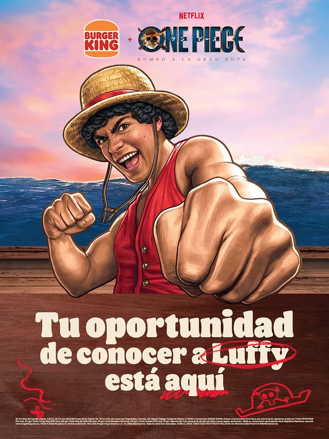 WDN_Topic's tweet image. 📺 | Series
Burger King México ha lanzado en su Instagram un concurso en colaboración con la serie live action de One Piece, el premio será conocer al actor Iñaki Godoy. #OnePiece #Netflix #BurgerKing #Mexico