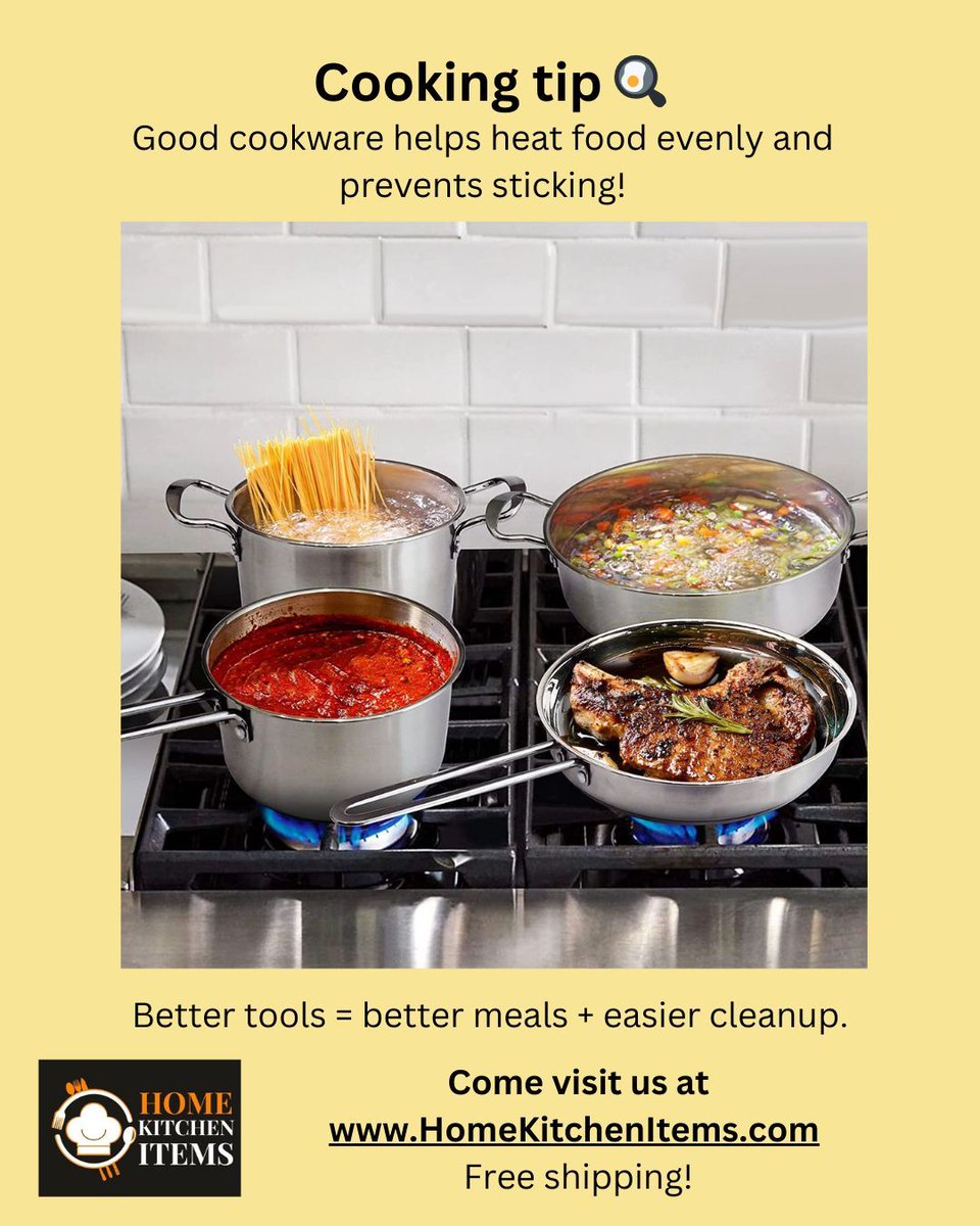 homekitchen62's tweet image. Cooking tip: A good cookware set helps heat food evenly and prevents sticking 🍳
The right tools = better meals + less cleanup!
Browse cookware must-haves: homekitchenitems.com
#CookingTips #CookwareEssentials #KitchenKnowledge #BetterCooking #HomeKitchenItems