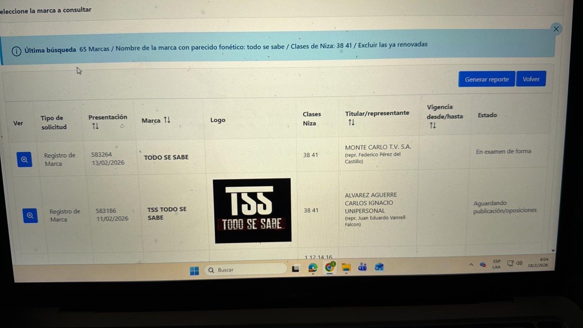 TODO SE SABE
Canal 4 no sólo quiso prohibirnos usar la marca “Santo y seña”, sino que una vez que anunciamos el lanzamiento de “TSS Todo se sabe”, la semana pasada se apuró a pedirla a su nombre, con la obvia finalidad de impedirnos usar esa frase que había sido creada por mí