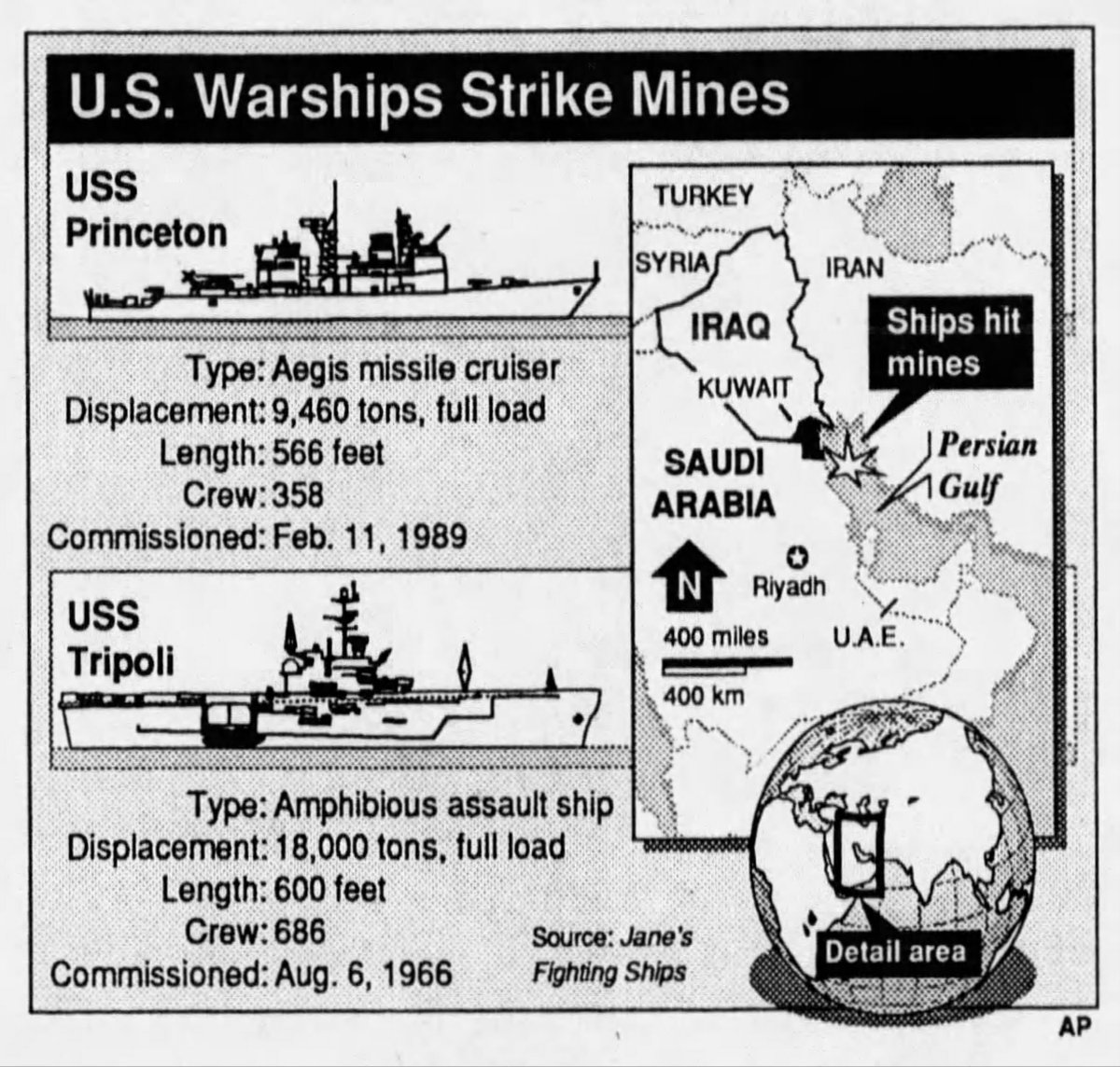 RLitwiller's tweet photo. #OTD 18/2/1991 #RememberRCN -HMCS ATHABASKAN (3rd) with its 2 #SeaKings, successfully leads USShips TRIPOLI & PRINCETON out of a minefield in Northern #PersianGulf, after both ships had struck mines. Once safe "AthaB" sent over pallets of beer for the USN Sailors. https://t.co/HmpMqe6YzT