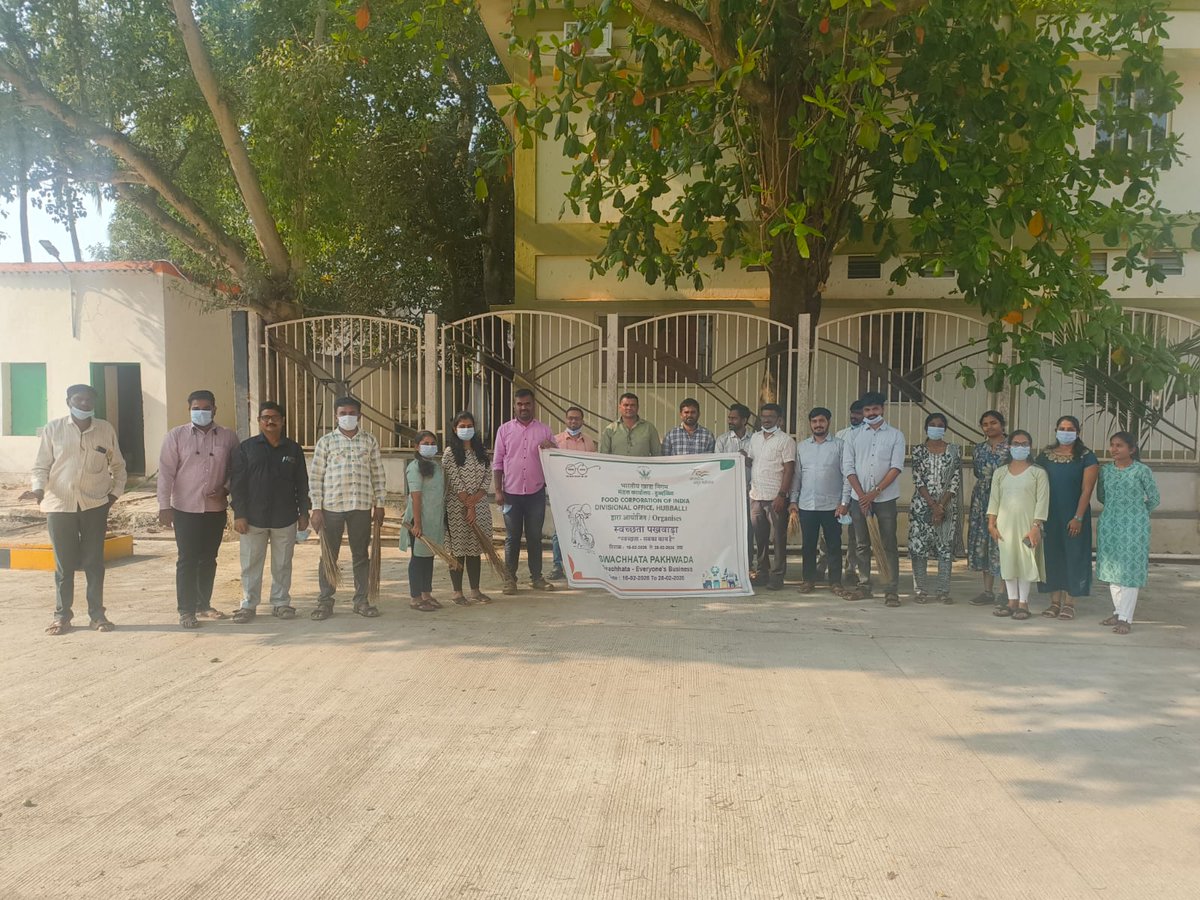 The Mass Cleanliness Drive has been conducted at DO, Hubballi, as part of Swachhta Pakhwada–2026.<a href="/FciHubballi/">FCI DIVISIONAL OFFICE HUBBALLI</a> <a href="/FciKarnataka/">FCI_Karnataka</a> <a href="/fcisouthzone_pr/">FCI ZO South</a> <a href="/FCI_India/">Food Corporation of India</a> <a href="/fooddeptgoi/">Department of Food & Public Distribution</a>