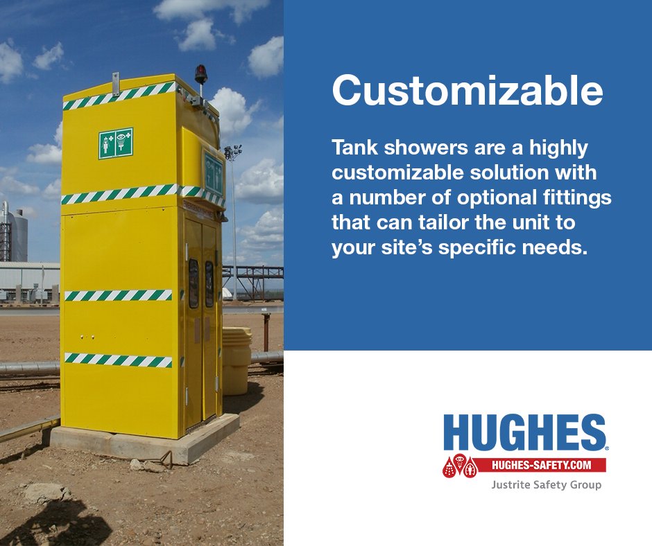 HughesSafety's tweet photo. Discover how Hughes 1500L tank showers help you stay compliant and protect workers in remote or high-risk environments: https://t.co/1hndtDzfFd

These self-contained, gravity-fed units provide over 15 minutes of tepid water at the specified ANSI flow rates, independent of site water infrastructure. 

Tailor each shower with alarms, sirens, lights, GRP access platforms, ramps, heaters, cooling, Hydroclenz, paneling, wireless monitoring, drain sumps, and privacy doors or strip screens to suit your site. 

Built from corrosion-resistant materials and engineered to withstand seismic and extreme climate conditions, every unit is simple to operate via a hi-vis panic bar, includes a lidded eye/face wash and external test handle, and is supported by comprehensive service contracts and extended warranty options.

Curious about tank showers for your site? Send an email to our team:
🇺🇸: customer.service@hughes-safety.com

--

Want more safety shower, eyewash, and aftercare tips? Sign up for our quarterly newsletter here:
📨 https://t.co/MqcX8u5c47

#SafetyShowers #SafetySolutions #EmergencyEquipment #HealthandSafety #WorkplaceSafety #Hughes