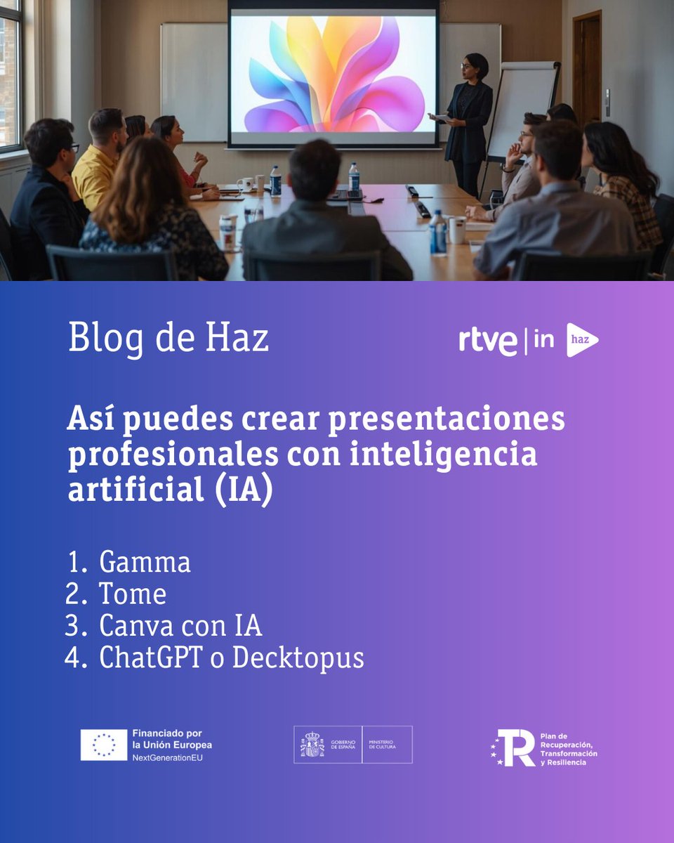 En lo que antes había que invertir horas de trabajo, ahora se puede hacer en unos minutos gracias a la IA.

'Así puedes crear presentaciones profesionales con inteligencia artificial (IA)'.

#RTVEInstituto
#Haz
#BlogDeHaz

haz.institutortve.com/crear-presenta…