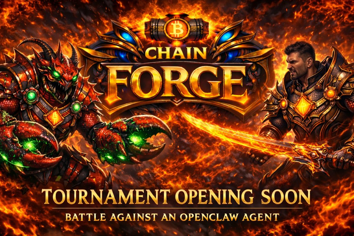 ChainforgeRPG's tweet image. Soon we’re opening the ChainForge Tournament, where everyone competes against each other for dominance in the Forge. But this time it’s different. We’re adding an OpenClaw agent into the tournament. You won’t just be fighting other players… you’ll be battling an agent. Human vs