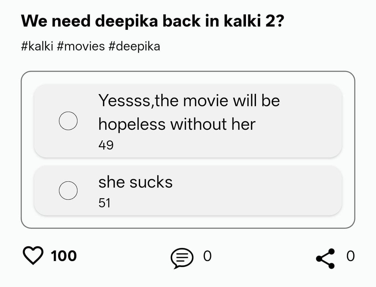 POLLZ_Official's tweet photo. Bollwood questions on pollz have a different vibe
#Bollywood #DeepikaPadukone #Hindi #indiancinema #polls https://t.co/Kp8xFjeJk0