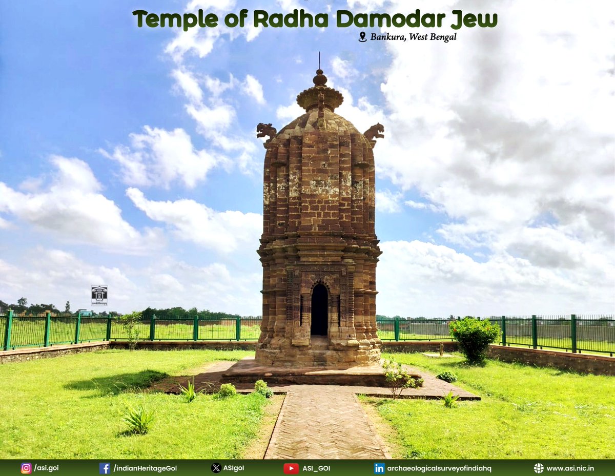 The Radha Damodar Jew Temple is a south-facing Nagara-style temple built of laterite and situated on plain ground in Ghutgarya town of Bankura district in West Bengal. 

The structure has a pancharatha plan and consists of a single sanctum. The vertical projections (rathas)