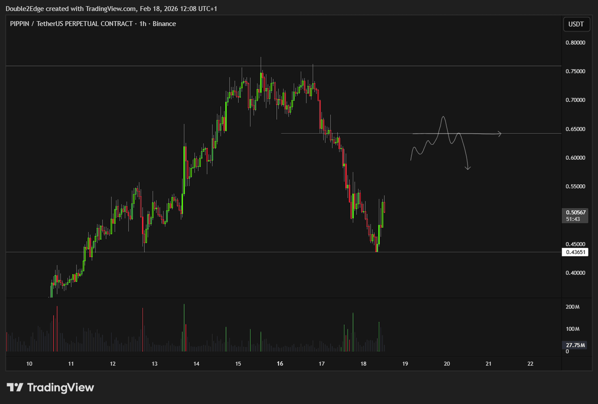I swear if $PIPPIN actually dead cat bounces from here, I’m mortgaging my mum’s house to short it back to zero!
Anyway… “Uncle Pippin” has now reached its first very serious, totally not imaginary support level.

Let’s see if the chart respects it… or if gravity remembers how