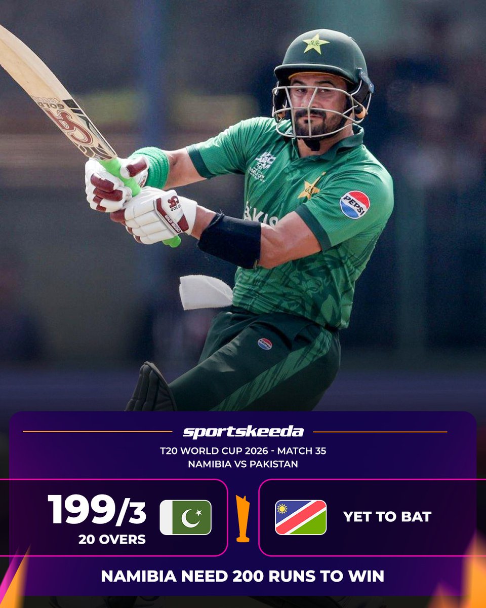 Pakistan chose to bat first and smashed their way to 199/3 in 20 overs against Namibia.

#PAKvNAM