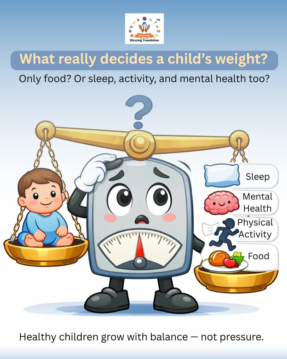 Trust_BlessingF's tweet image. A child’s health is more than numbers.
Sleep, mind, movement, and food matter.
Balance builds stronger bodies and happier minds.
Because growing right matters. 🤍
visit - blessingfoundation.co.in
#ChildHealth #HealthyGrowth #ParentingAwareness #csr #blessingfoundation