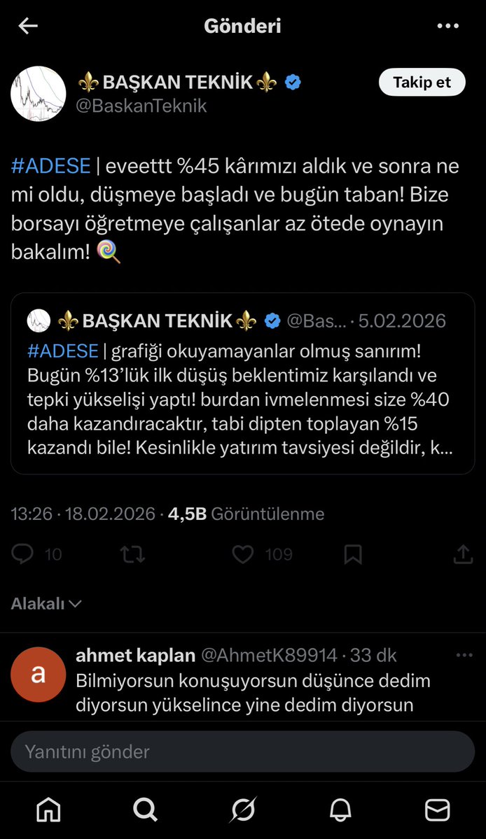 olum sen 1 sene önce çizdiğini ✌🏻 tavan diye paylaşan bi adamsın
Çizdiklerinin yarısı isabet etse diğer yarısı da algıdan ibaret!
✌🏻 tavan! yazınca millet senin sayende olduğunu falan sanmıyor !
#adese
<a href="/BaskanTeknik/">⚜️BAŞKAN TEKNİK⚜️</a>