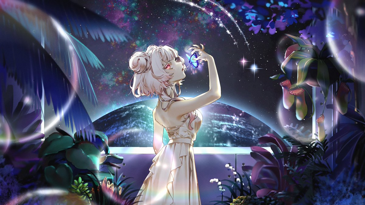 公開一下食虫植物的曲繪🦋
還沒有聽的來聽一下好嘛(ㅅ´ ˘ `)
無論是曲繪，PV還是Mix都超級棒的喲!
希望大家喜歡🤍

Art by: @/fuji_mura12