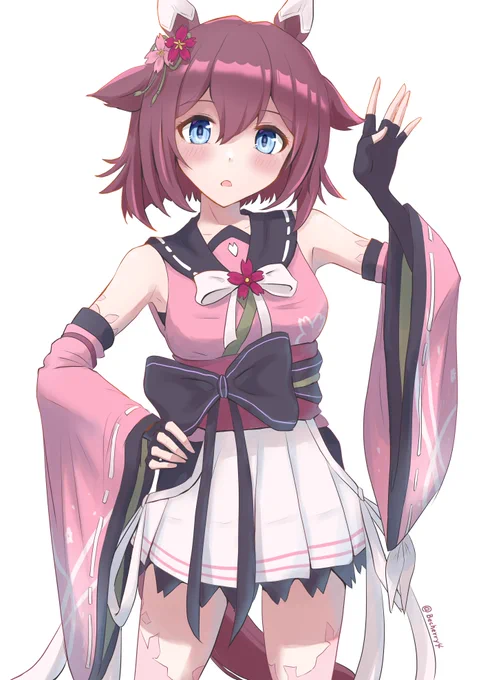 #サクラチヨノオー生誕祭2026 チヨちゃんおたおめー (過去絵テレ顔差分です)