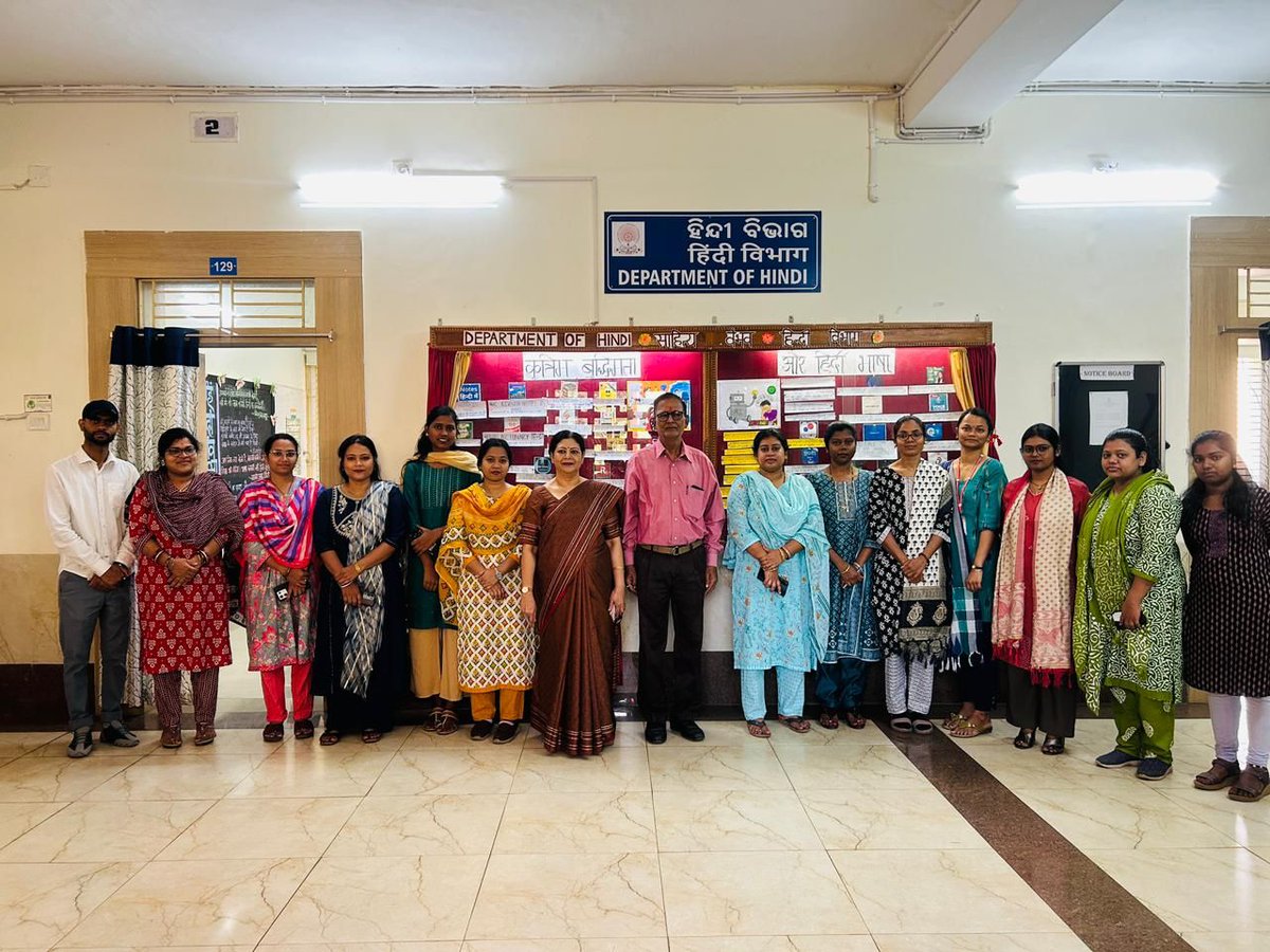 RDWUniversity's tweet photo. Department of Hindi, RDWU,  unveiled its Wall Magazine for the month of February on 17.02.26 in the presence of Sri Hariram Pansari (Adviser Rajbhasha) along with students, scholars and faculty members of Dept.of  Hindi and Sanskrit. https://t.co/FOLXkc4FFc