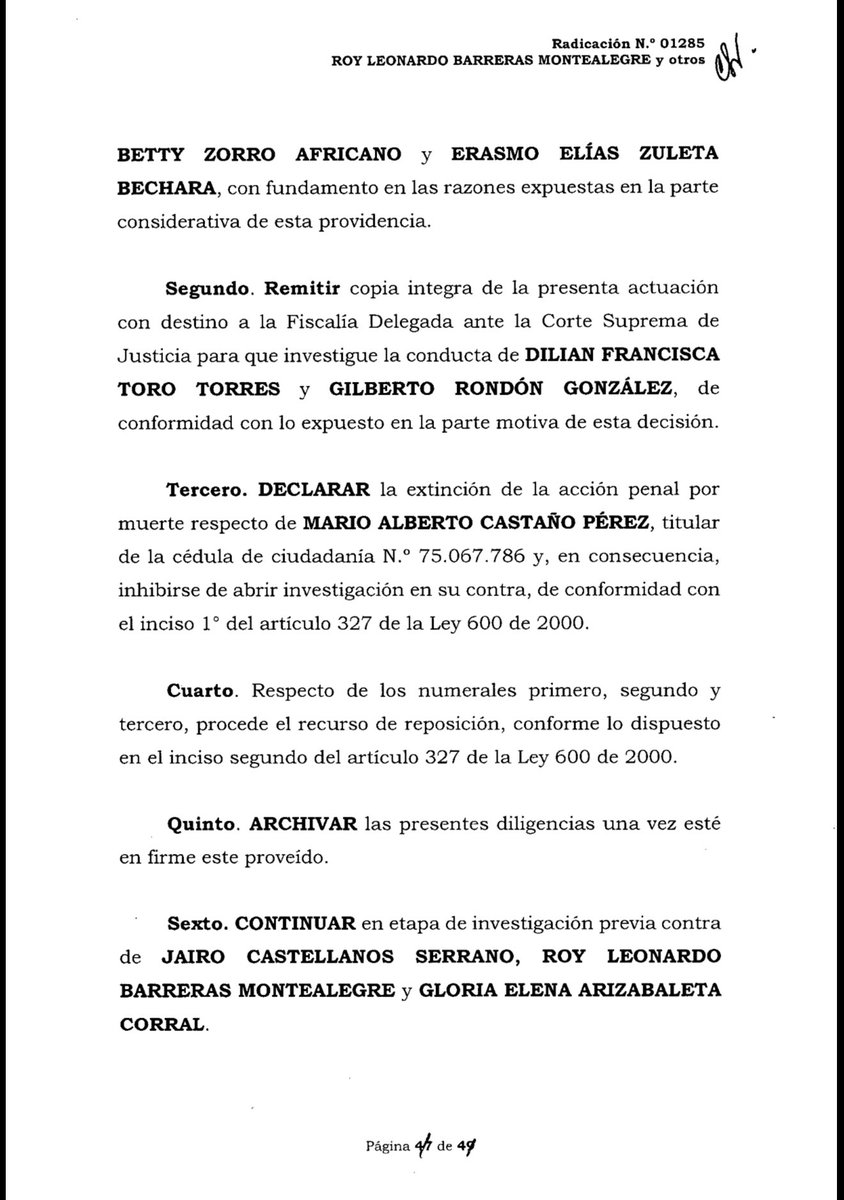 ricarospina's tweet photo. Atentos: La @CorteSupremaJ toma decisiones preliminares tras las denuncias del exdirector de la @DIANColombia @luiscrh sobre presunto intento de congresistas de pedir puestos e incidir en la entidad. La Corte se inhibió de investigar formalmente a 26 congresistas y excongresistas. Además decidió continuar la investigación preliminar contra @RoyBarreras @JairoSenador22 y @GloArizabaleta y compulsó copias a la @FiscaliaCol para que investigue a @DilianFrancisca y a Gilberto Rondón. Vía @BluRadioCo