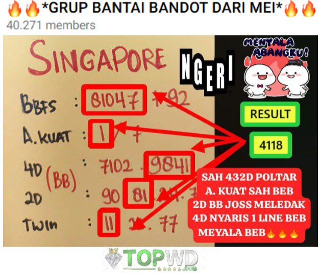 PrediksiMeimei's tweet image. KEMBALI MENGAMANKAN KEMENANGAN HARI INI😍😍CARI CUAN GAMPANG SETIAP HARI⁉️LANGSUNG MEREPAT WA MEI wa.me/+6282163652224 LINKMABAR LANGSUNG PAKE LINK INI 👉heylink.me/prediksiangkaj… 
⛔️HATI HATI LINK PENIPU ‼️
LINK AMAN HANYA DIATAS ‼️
#TOP_WD #MABARBARENG #TOPWD #prediksimeimei