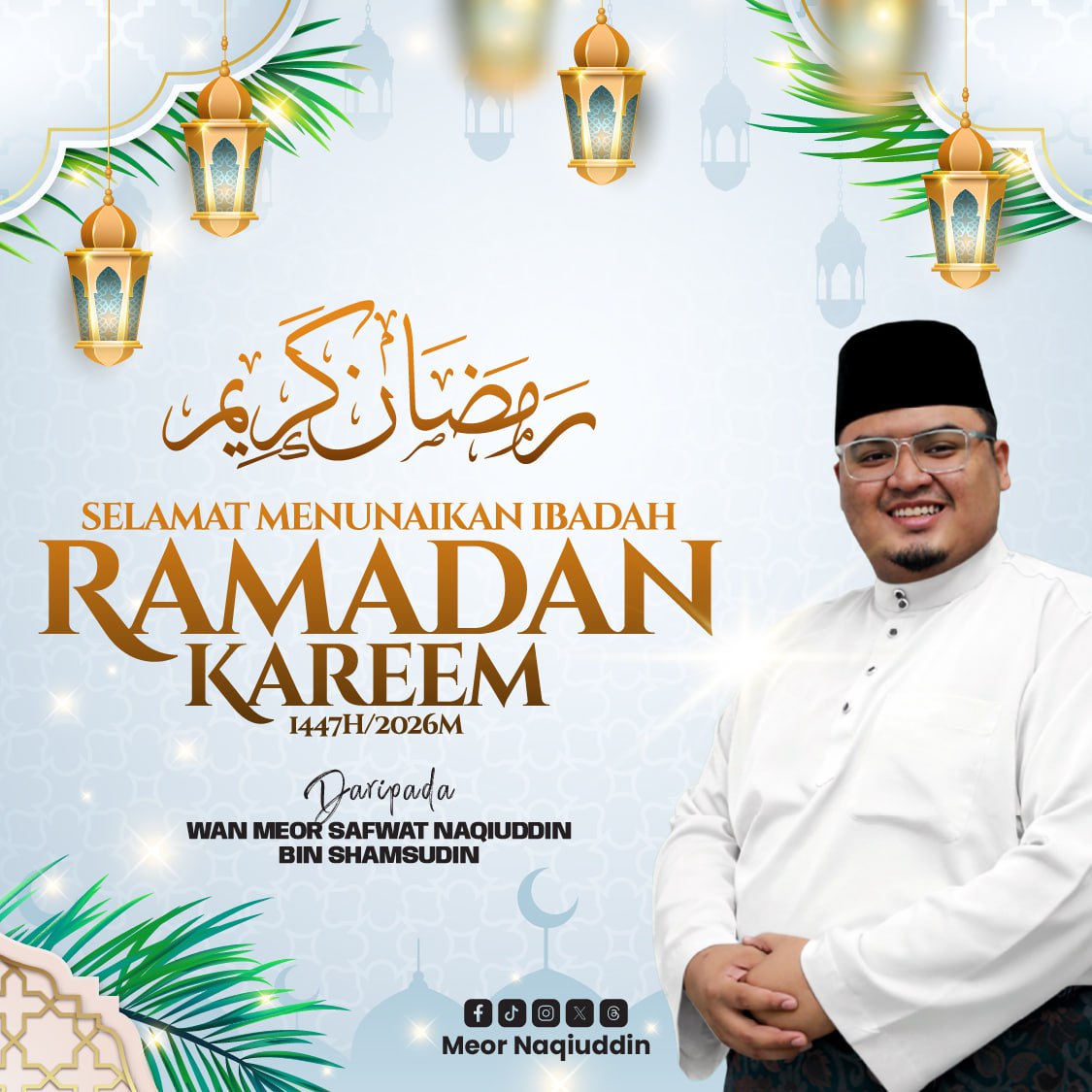 MeorNaqiuddin's tweet photo. Ramadhan Kareem kepada semua. Semoga peroleh barakah dan redha Nya. Amin.

Ramadhan Kareem to all. May Allah grant us His barakah and blessing. Amin. https://t.co/g9y3Vpeu2I