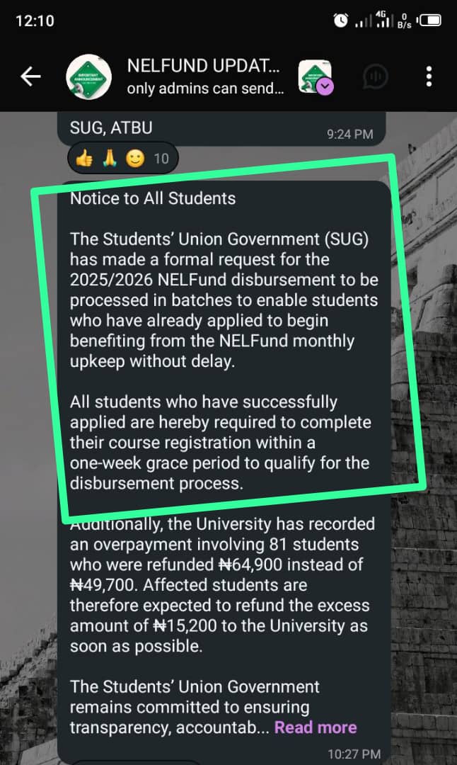 AKMFANTI's tweet photo. @NELFUND ATBU SUG they said the verified students most complete their courses registration before going to benefit with upkeep. So the problem is before you can access to do course registration most pay the school fees! 

So @NELFUND, what is the true of this ? https://t.co/bY150XpidB