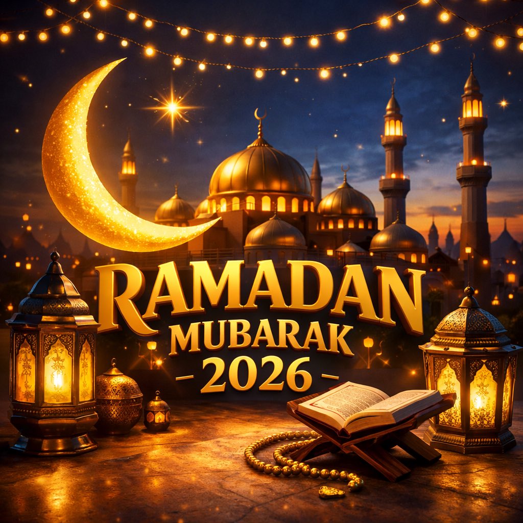 RAMADAN MUBARAK 2026 

May this blessed month soften our hearts, strengthen our faith, and bring the Muslim Ummah closer in unity and love.
Let us fast not only from food, but from anger, hatred, and division.
Let us pray for peace, forgiveness, and a better tomorrow for the