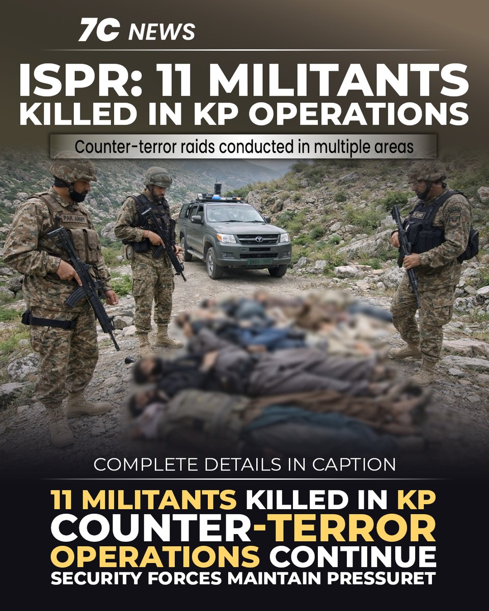 7cReport's tweet photo. 4️⃣ Sindh School Strike Called Off
Private schools withdraw January 9 strike after assurances from the Sindh Education Minister.

5️⃣ 11 Militants Killed in KP Operations
ISPR confirms counter-terror operations in Khyber Pakhtunkhwa. Security forces continue crackdown efforts.

Why follow us?

🔹 7creport | @7creport – Verified updates, ground reports, in-depth coverage
🔹 7cproduction | @7c.production – Visual storytelling, explainers, documentaries
🔹 7C News | @7cnews.official – 24/7 credible news with real context
🎙️ Insightful podcasts. Expert voices. Real conversations.

Stay informed. Stay ahead.

#PakistanNews #Ramazan #T20WorldCup #ReliefPackage #Sindh #KhyberPakhtunkhwa #7CNews
