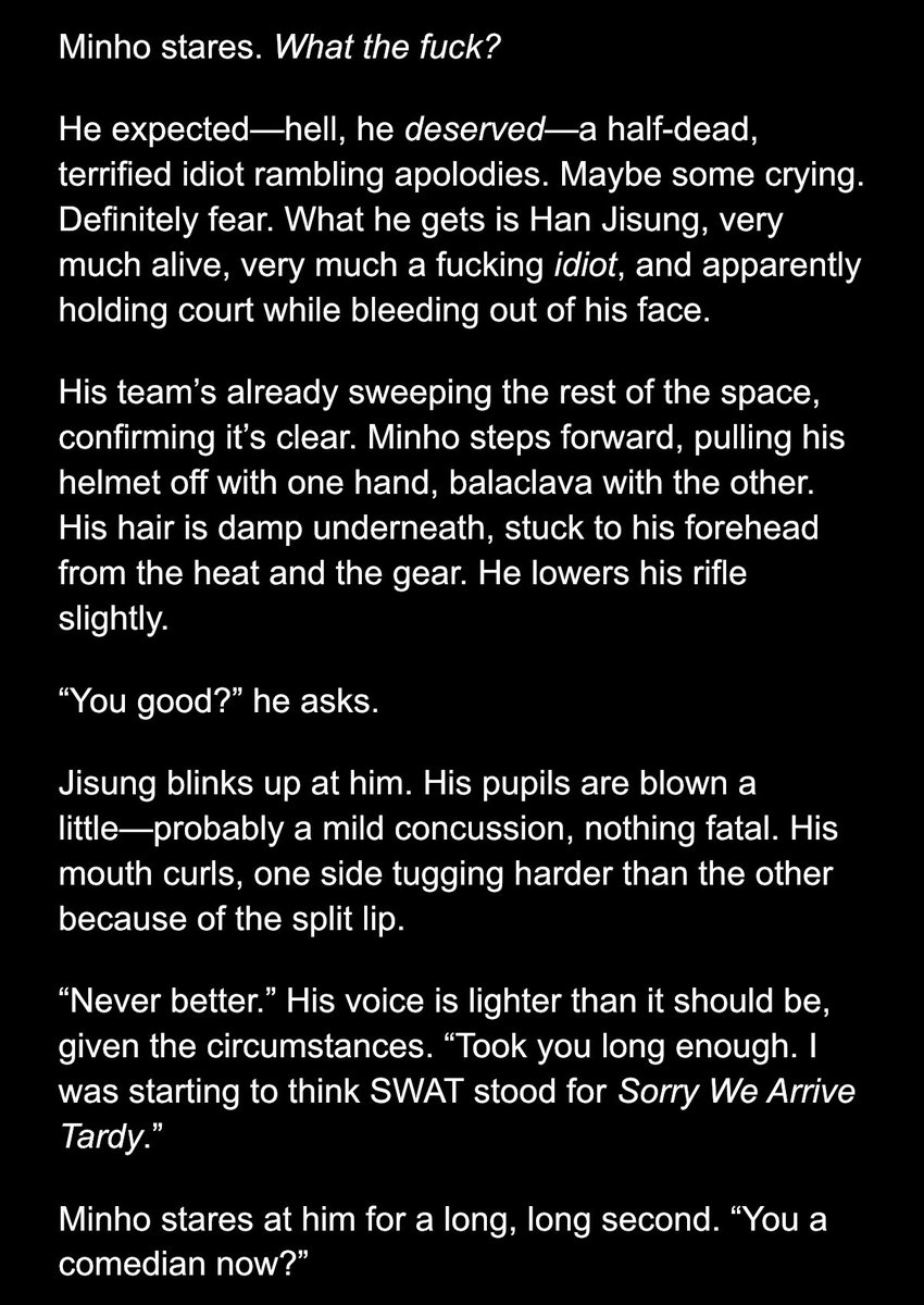 tmdalbit's tweet image. happy wipwed!! heres some swat commander minho and detective jisung :3