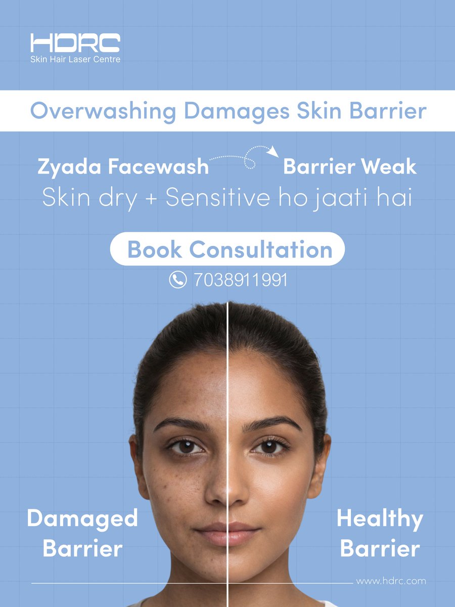 hdrchospital's tweet photo. Over washing Damages Your Skin Barrier | HDRC Hospital
#Skin #treatment #HealthySkinCare #healthy #dryskin #acne https://t.co/RNZEkOZCza