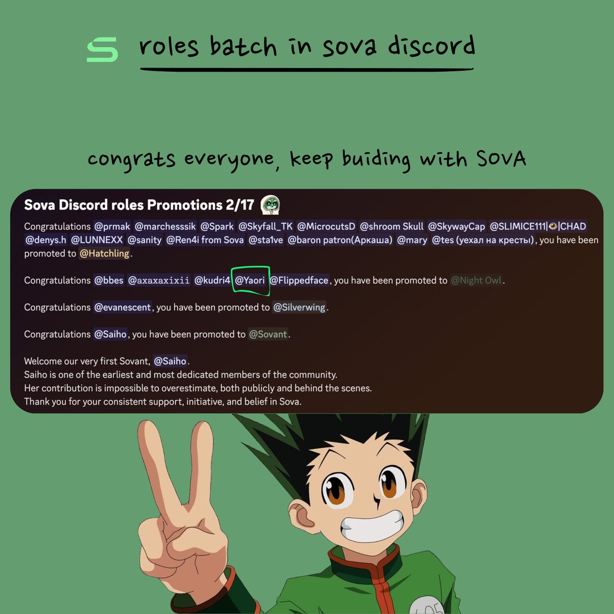 MugabaF's tweet photo. just leveled up in the @SovaBTC Discord

promoted to Night Owl, thanks to the team for the recognition

> from Hatchling to Night Owl, feels good to see consistent contributions noticed: building, sharing, hyping, creating

the owl family grows stronger
early believers, builders, degens = we are working together to make bitcoin flow.

shoutout to everyone climbing ranks yesterday.
Hatchlings rising, Night Owls watching, and our first Sovant @saihorhys leading the way.

dedication pays off literally and figuratively

keep building, keep depositing, keep solving

=> night owls don’t sleep - we earn in the dark 🦉
=> congrats to the promoted crew, next level loading