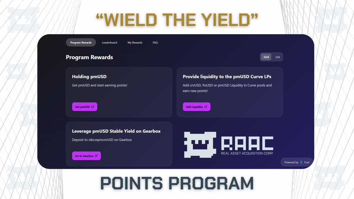 The RAAC Points Program identifies power users and early adopters, but not only...👀 

It’s a way to discover another side of Crypto.   

In a market driven by hype, mastering sustainable DeFi strategies is a weapon⚔️ 

Speculation makes noise 
Stable yield builds foundation🦙