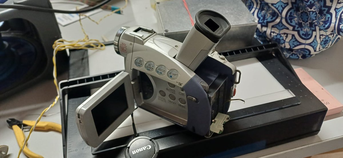 TOG_Dublin's tweet image. A bit of vintage tech love at Monday Electronics Night: a ~25-year-old Canon camcorder with a dead battery is getting a new lease of life with a 2×18650 graft.
720×576 video — practically cinematic. 😄🔧📼
#TOGHackerspace #Electronics #Repair #RightToRepair