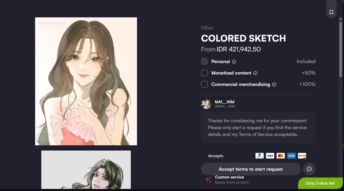 [RT/LIKES are sooo appreciated!✨️💘]

Another service is open! Colored sketch are now availables for ina &amp; vgen!! (Delivery time : 3-7 days)

Vgen 🔗 : vgen.co/MAI__NIM

#VGenComm #Commission