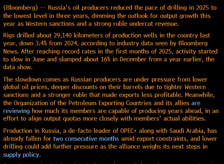chigrl's tweet image. Russia Cuts Oil Drilling as Money Dries Up, With Output at Risk