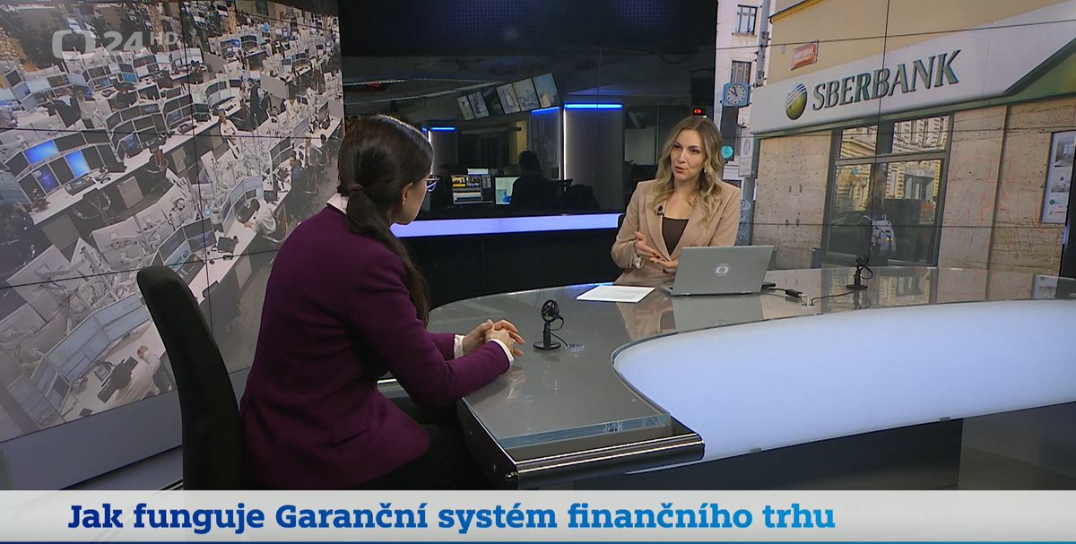 gsftcz's tweet photo. 📺 Dívali jste se včera na televizi? V pořadu Ekonomika ČT24 byla hostem výkonná ředitelka GSFT Renáta Kadlecová. 
Řeč byla o pojištění vkladů 🏦 a poučení z pádu Sberbank, od kterého uplynuly už téměř 4 roky.

Záznam 👉 https://t.co/k1NFS6oTtW https://t.co/vheCRQgpHB