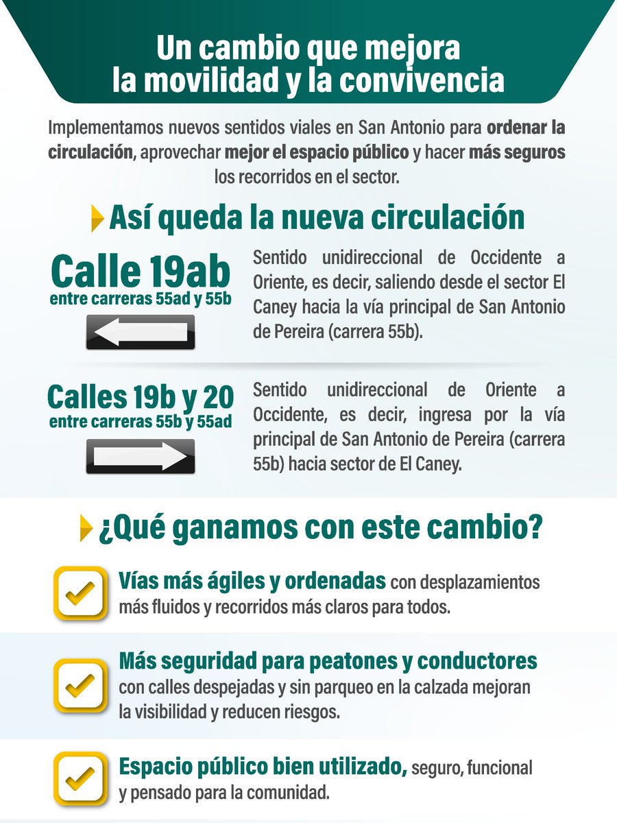 ⚠️Atención San Antonio 

Implementamos cambios en el sentido de calles aledañas al mall La Placita para ordenar la circulación, aprovechar mejor el espacio público y mayor seguridad vial.

Los invitamos a informarse y seguir las indicaciones del equipo de Movilidad.