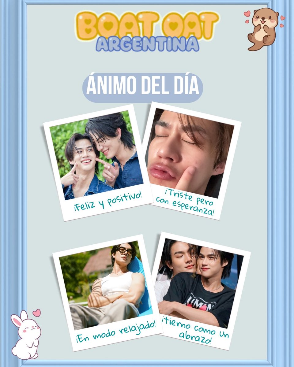 boatoatarg's tweet photo. Buen día, fandom! 🌤️
Arrancamos el día con una pregunta: ¿qué mood tienen hoy?
¿Team amor, calma total o emoción a mil?
@Yong_yutt @oat_psk
#botoat #boatoatenargentina #yong_yutt #oatpasakorn https://t.co/jksGxKkuCb