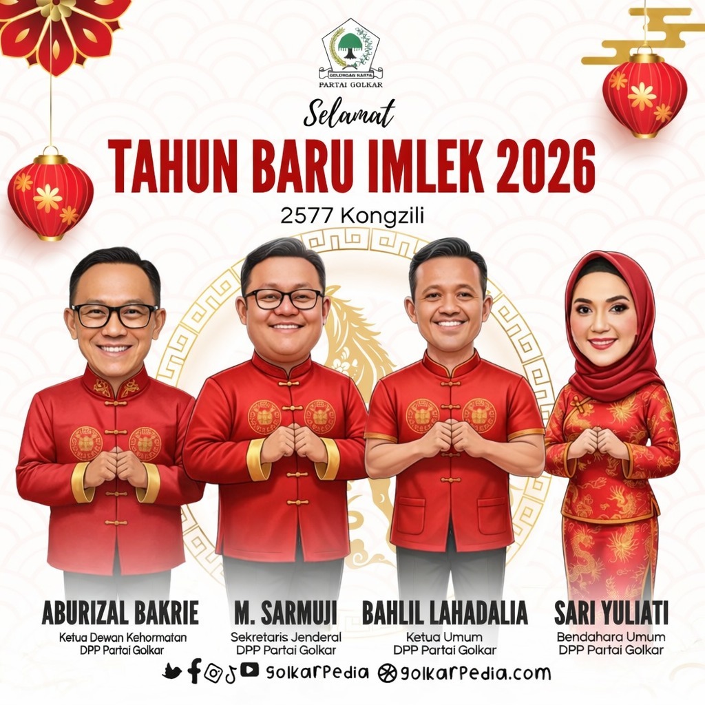 Ketua Dewan Kehormatan
DPP Partai Golkar
Aburizal Bakrie <a href="/aburizalbakrie/">Aburizal Bakrie</a>
Mengucapkan 

Selamat Tahun Baru Imlek 2026
2577 Kongzili

Gong Xi Fa Chai

#partaigolkar #61TahunGolkar
#golkarpedia #bahlillahadalia
#imlek2026