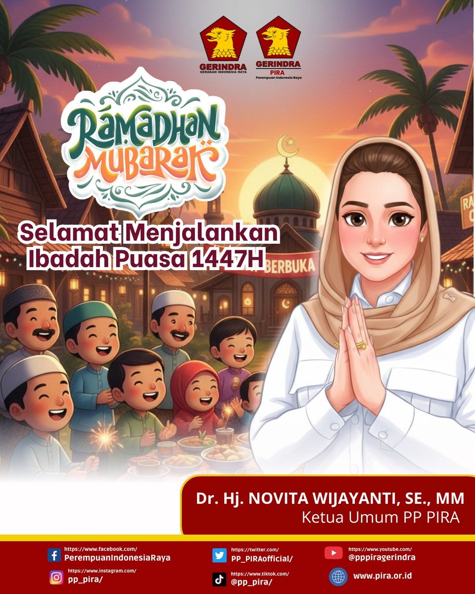 PP_PIRAofficial's tweet photo. Bulan suci Ramadhan kembali hadir, membawa cahaya keberkahan, kedamaian, dan kesempatan untuk menjadi pribadi yang lebih baik.

#pira #piraluarbiasa #gerindra https://t.co/mGxyIgEDyw