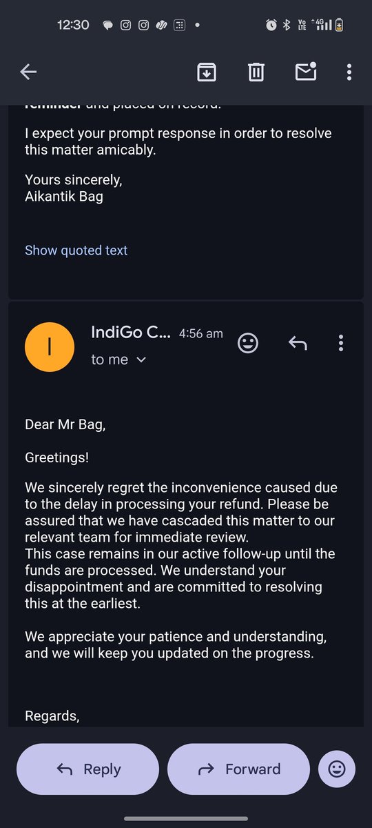 aikantikbag's tweet photo. More than 2.5 months now. @IndiGo6E came to a middle ground with monetary compensation and promised to credit it in 10-12 days. Today is 12th day and there is no update. @MoCA_GoI @RamMNK @PMOIndia , I urge you to intervene and ask the airline to process my demand! https://t.co/0akOG9OgDk