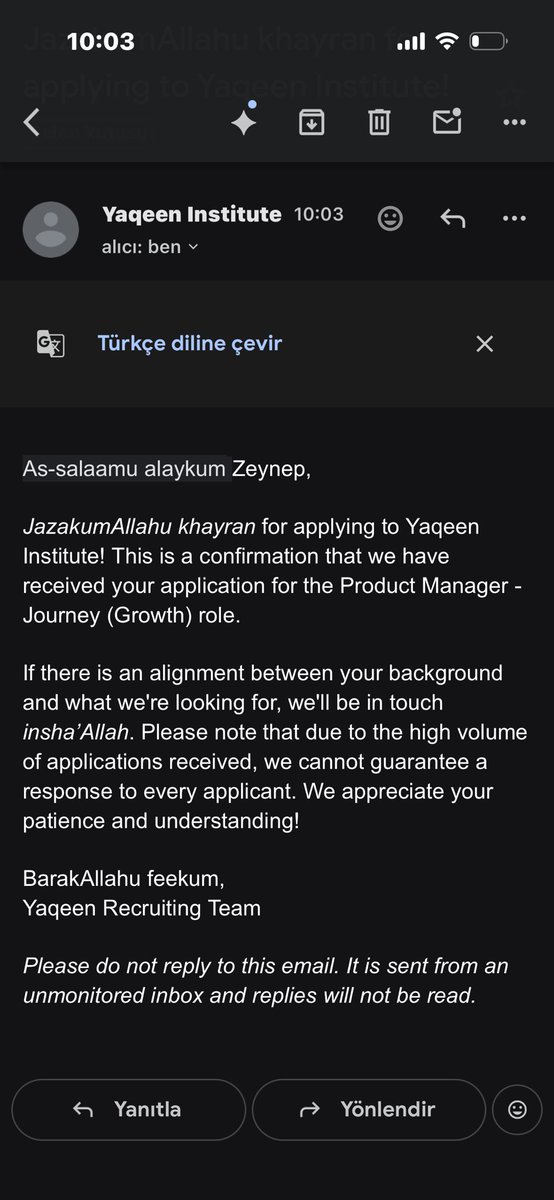 Fujkggk global firma diye başvurduğum şirketten gelen dönüş.