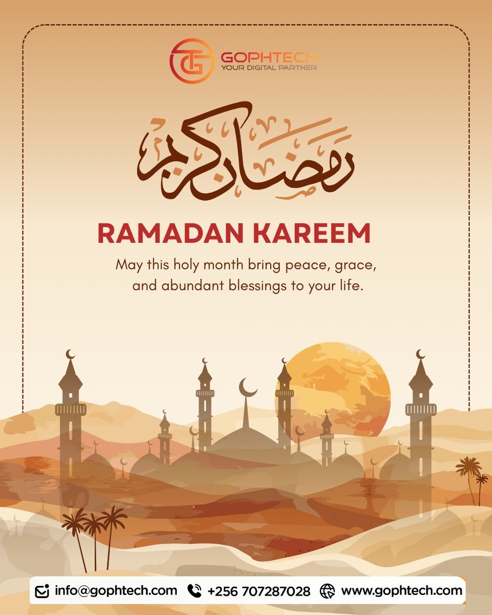 GophTech's tweet photo. This Ramadan, we celebrate faith, compassion, and togetherness. ๐
May the month bring peace to your heart and success to all you do.
Ramadan Kareem from all of us.
info@gophtech.com
https://t.co/iArSoNVezf
+256 707287028
#Ramadan2026 #Community #DigitalPartner https://t.co/uCfibUzgE9