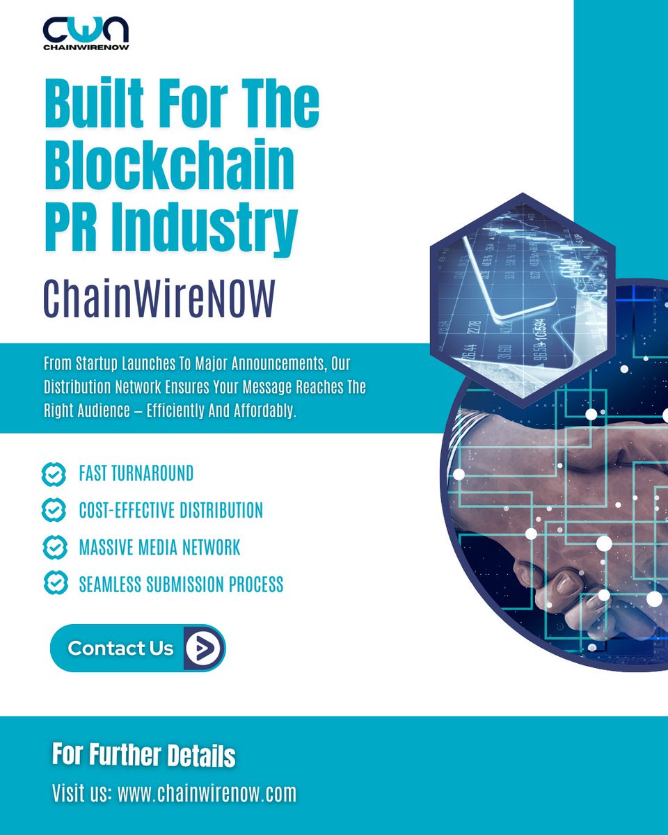 chainwirenow's tweet photo. Your Blockchain Project Deserves Global Visibility 🌎
With ChainWireNow, go live faster and reach top crypto media without complexity.
Ready to launch? 🚀
🌐 https://t.co/xQJ3SMnuLG
#CryptoLaunch #BlockchainStartup #Web3PR #CryptoMarketing #PRServices #DigitalPR #ChainWireNow https://t.co/20fDtvhY1o