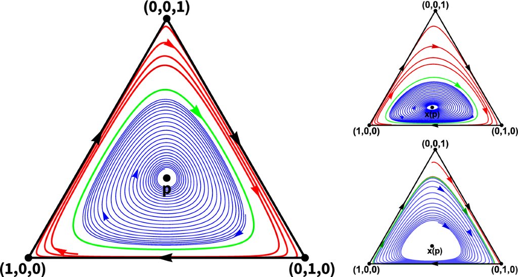 進化ゲーム理論の非線形微分方程式に関する備忘録。 ここで、ゲーム